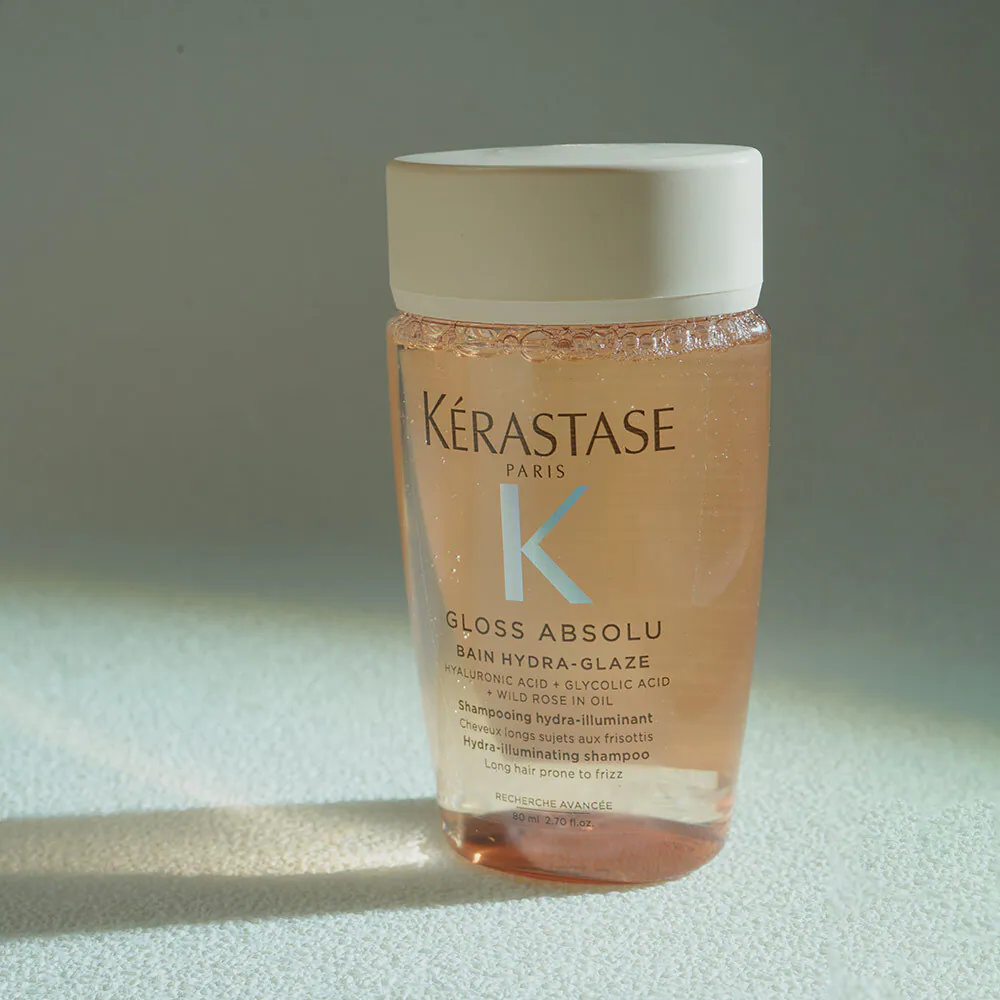 Kerastase Gloss Absolu Hydra-Illuminating Shampoo 80ml ,Kerastase Gloss Absolu Hydra-Illuminating Shampoo , Kérastase Gloss Absolu Shampoo for All Hair Types with Glycolic Acid, Hyaluronic Acid & Wild Rose